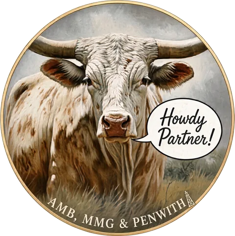 A Texas longhorn saying “Howdy Partner!” – AMB, MMG & Penwith